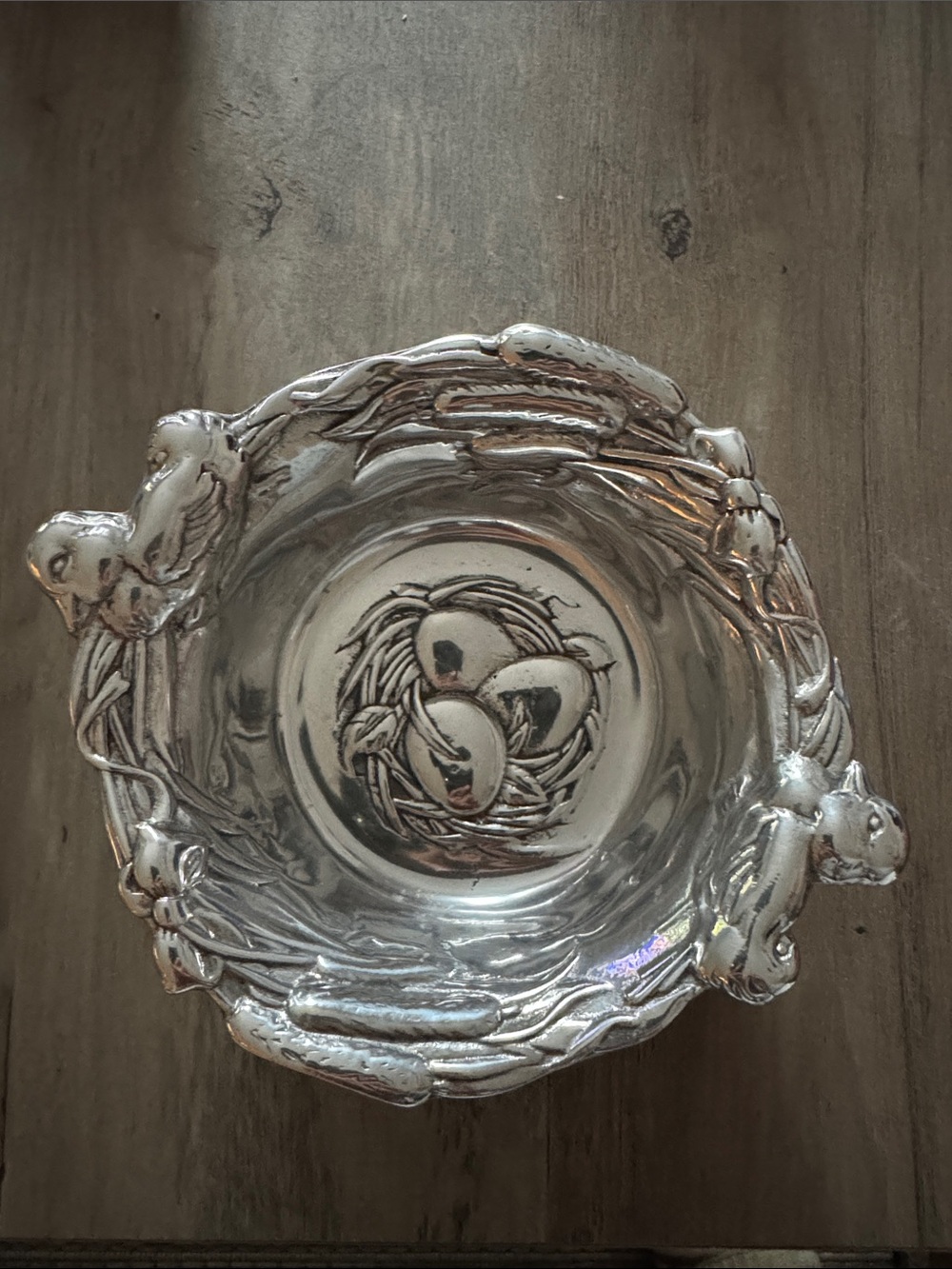 Vintage 1996 Arthur Court Duck, Eggs Nest Design  6” Baby Bowl ~